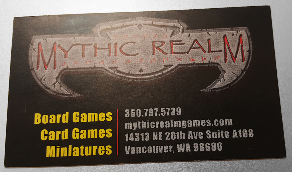 Mythic Realm Games Business Card Printed
