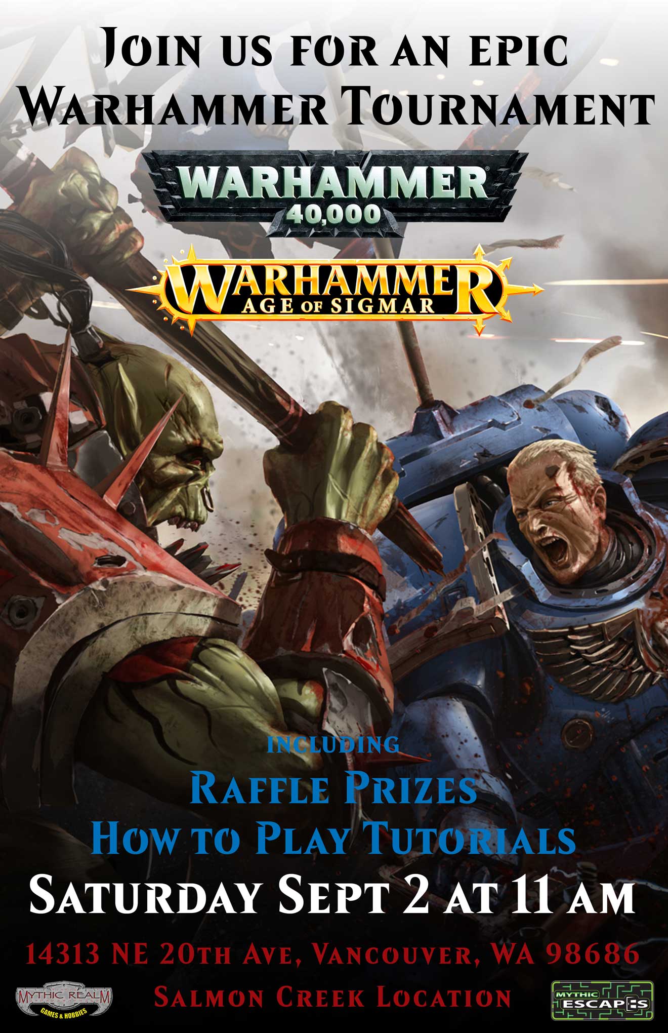 Mythic Realm Games Warhammer Tournament Poster Ad
